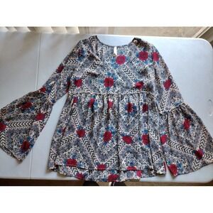 Roper Women's Floral Print‎ Bell Sleeve Blouse Top Geometric Bohemian Medium